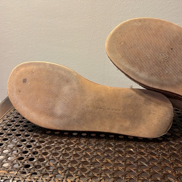 Zara Suede Genuine Leather Double Buckle Sandals - Picture 6 of 9